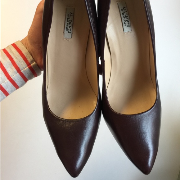 Allsaints Court Shoe Rouge Leather High Heels - Picture 8 of 8